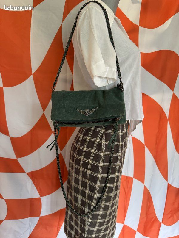 Sac Bandoulière Zadig & Voltaire - Cuir Vert - Style Rock - Neuf Avec étiquettes