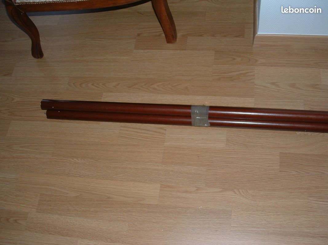 Barre double-rideaux L= 1,82 m chêne rustique (image 1)