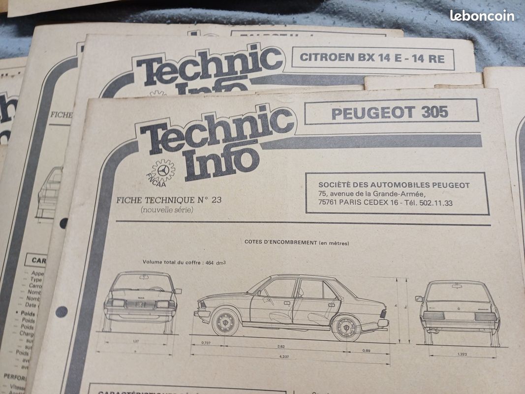 Fiche technic info voiture Francaise annee 70 - 90 (image 4)