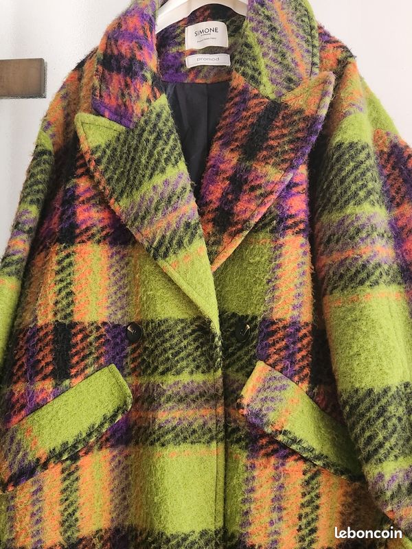 Manteau Simone Promod Bleu Manteau En Laine SIMONE Imprimé Rose