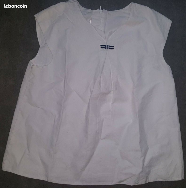 12 ans JACADI très chic blouse top blanc sans manches très bon état (image 1)