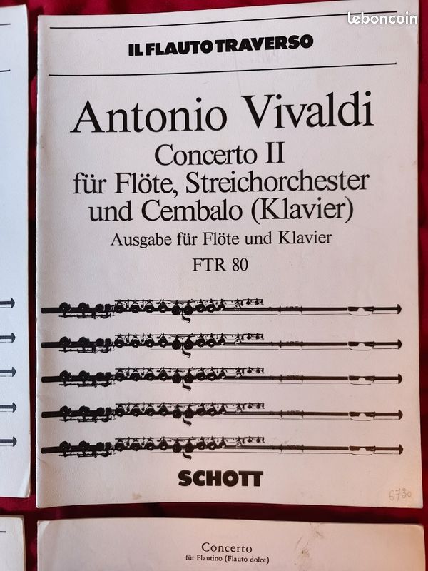 Lot 4 partitions concerto Vivaldi pour flûte traversière et piano (image 3)