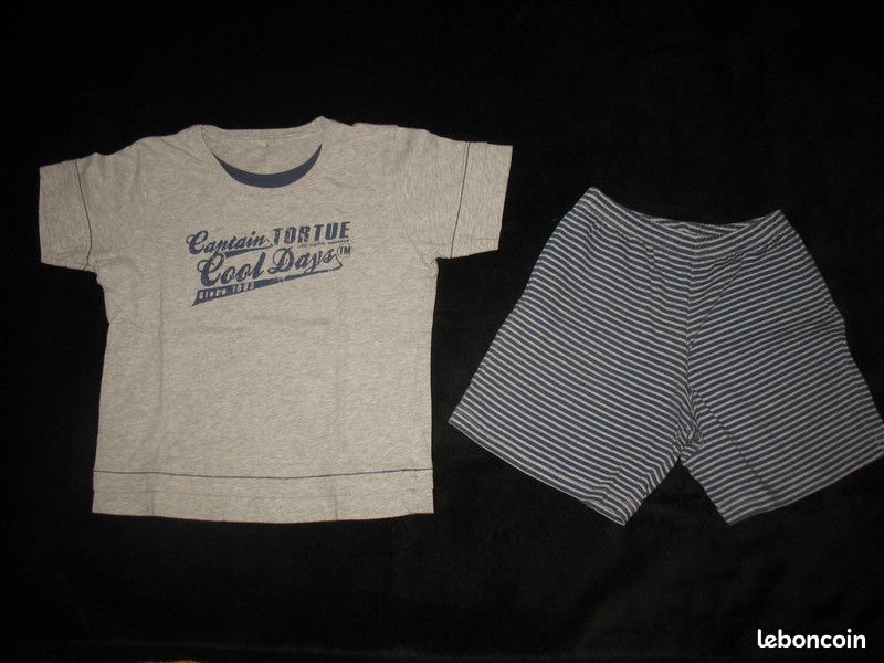 PYJAMA SHORT GRIS ET BLEU GARÇON 