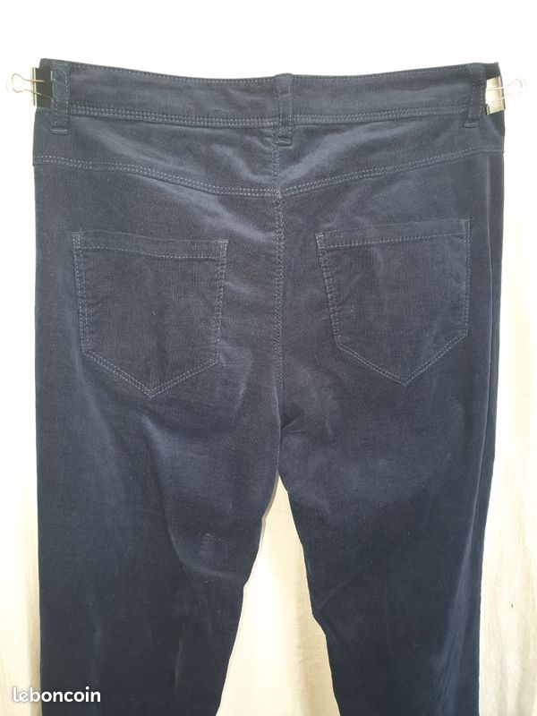 Benetton jean velours bleu marine pantalon milleraies cotelé S 36 (image 4)