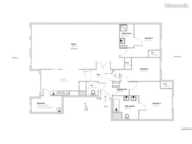 Appartement 4 pièces 110 m²