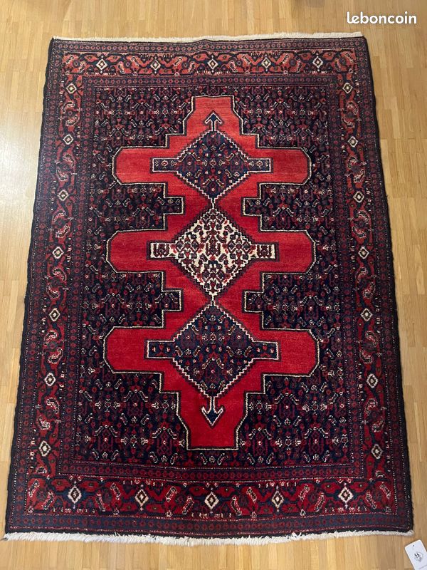 Tapis iranien Senneh au motif géométrique à médaillon central (image 6)