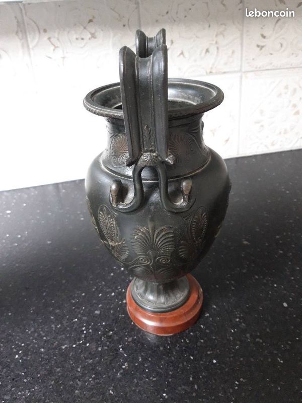 Vases anciens amphores _ grec _ romain _ Cassolettes _ Régule ou « faux bronze » _ XIXème siècle _ Vintage (image 6)