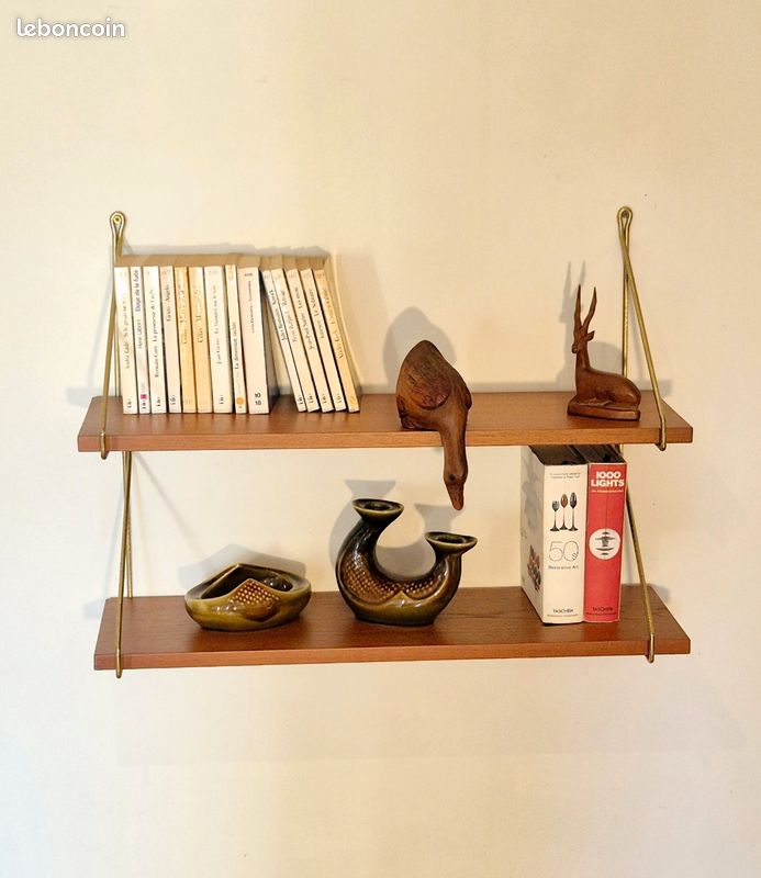 Paire d'étagères en teck, Vintage Scandinave 1960s (image 2)