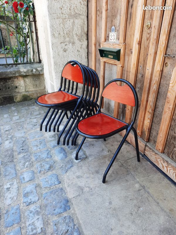 Chaise scolaire Vintage bois et fer X 4 exemplaires - Livrable (image 2)
