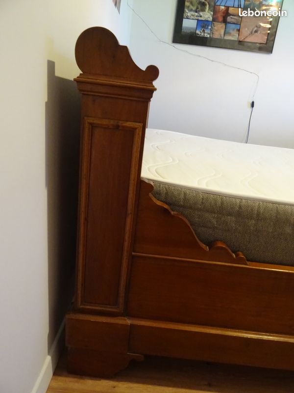 Lit en bois massif (châtaignier Limousin) + sommier + matelas + draps (image 2)