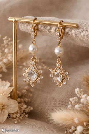 Boucles D'oreilles Clips Couleur Ivoire Avec Perles - Pour Mariage, Soirée, Robe - Neuves Avec étiquettes