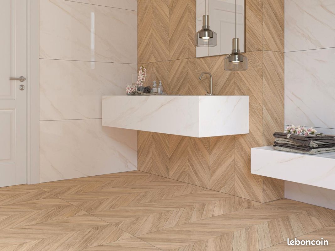 🌩️ Carrelage premier choix blanc et doré ultra brillant effet marbre en solde🌩️ (image 2)