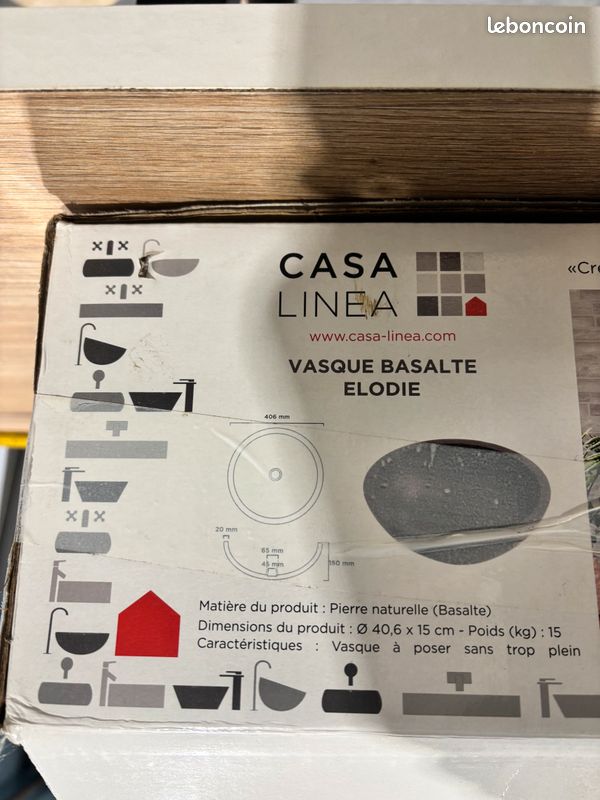 Vasque à poser CASA LINEA basalte gris anthracite Elodie (image 2)