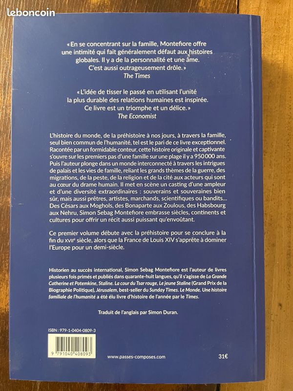 LE MONDE une histoire familiale de l'humanité. Simon Sebag MONTEFIORE (image 2)