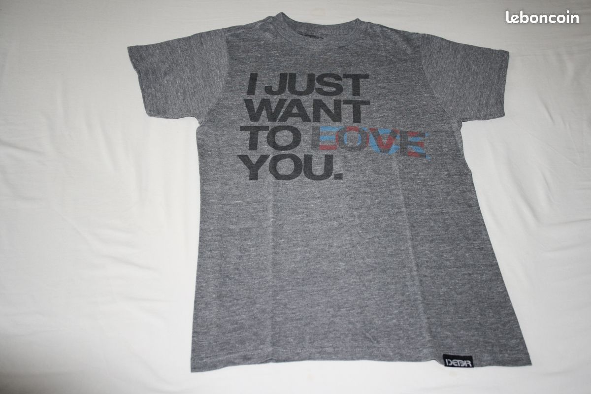 Tee shirt gris - Taille S "Just want to love you" (image 1)
