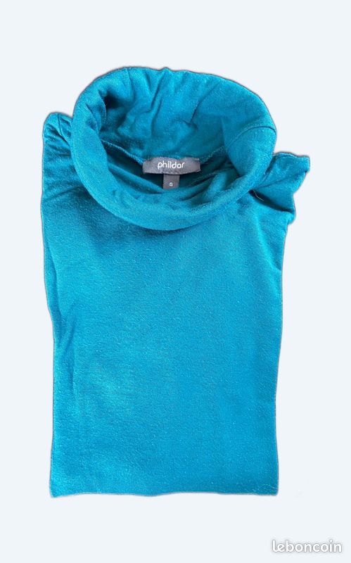 Col roulé bleu vert (image 1)
