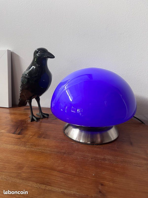 Lampe champignon tactile bleu - vintage (image 1)