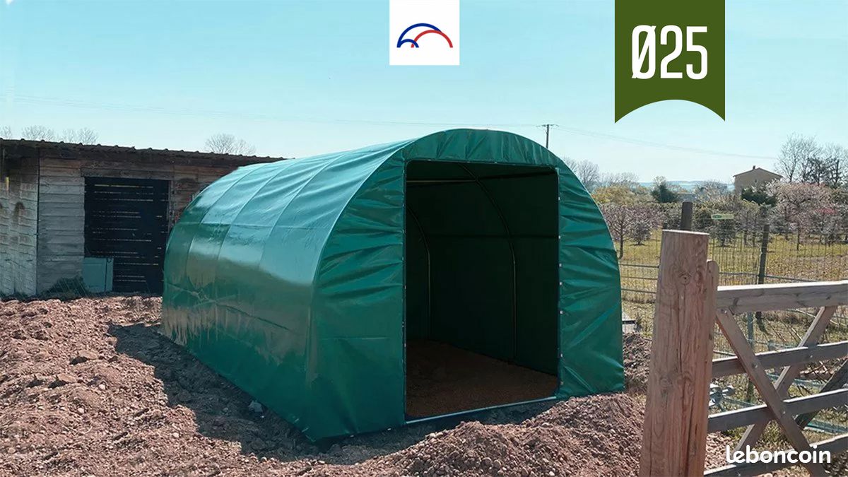 Tunnel de stockage 3x6 Ø25 - bâche 250gr/m2 - Etat neuf (image 1)