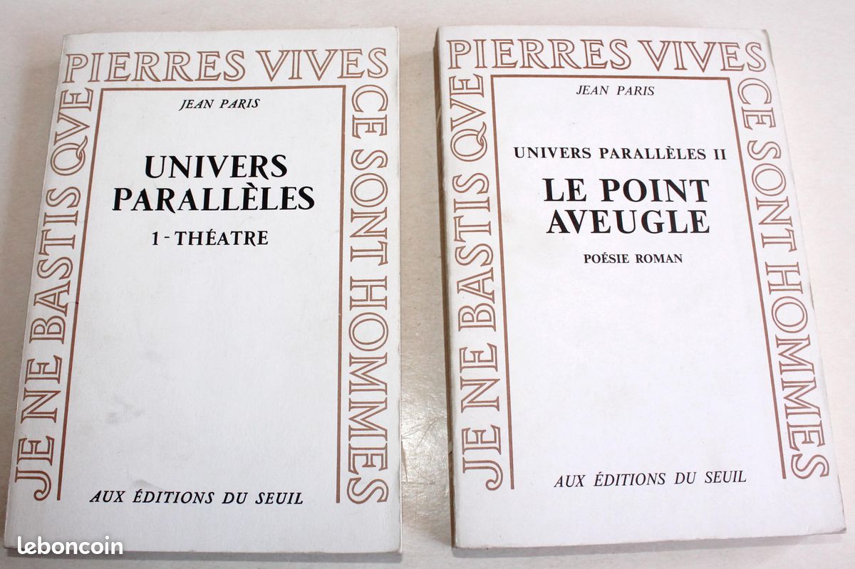 Jean paris, univers paralleles 1. Theatre 2. Le point aveugle, poesie 1975 seuil (image 1)