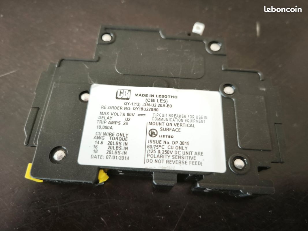 Lot de 10 disjoncteurs CBI 20A / 80V DC – Neuf (image 3)