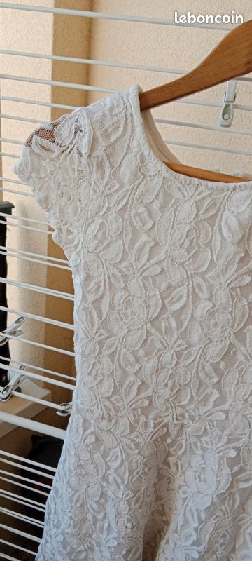 Robe Blanche Dentelle Orchestra - 100% Cupro - Taille 14 Ans (164 Cm) - Très Bon État