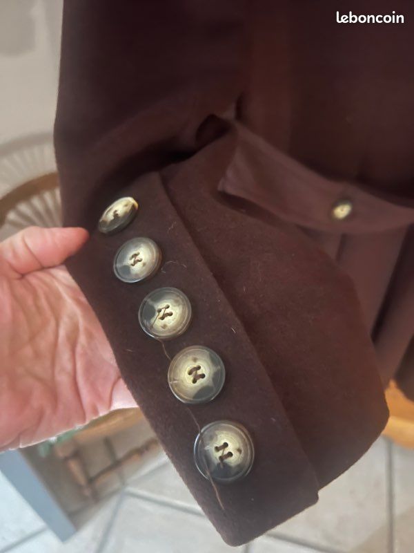 Manteau vintage premium marron laine cachemire angora (image 5)