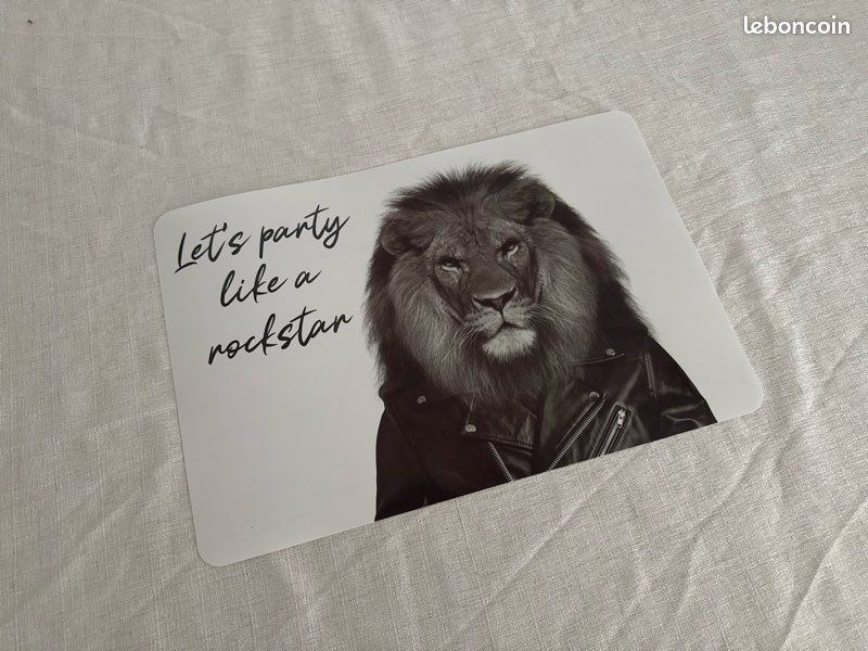 Set de table en plastique "Let's party like a rockstar" — Lion Rocker Noir & Blanc (image 1)
