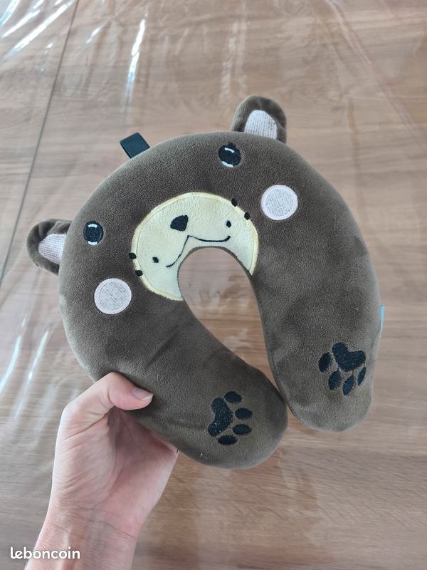 Lot de 2 Oreillers de Voyage en Peluche pour Enfants - Design d'Ours Mignon (image 2)