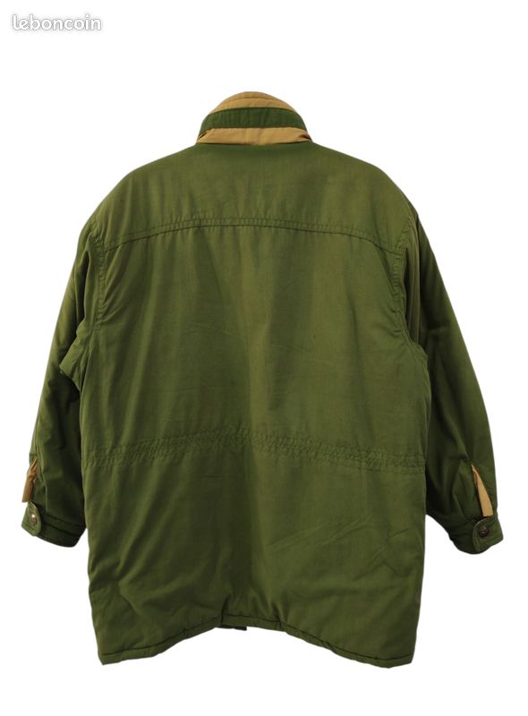 Manteau de ski vert matelassée vintage col doublé jaune, multiples poches taille L (image 8)