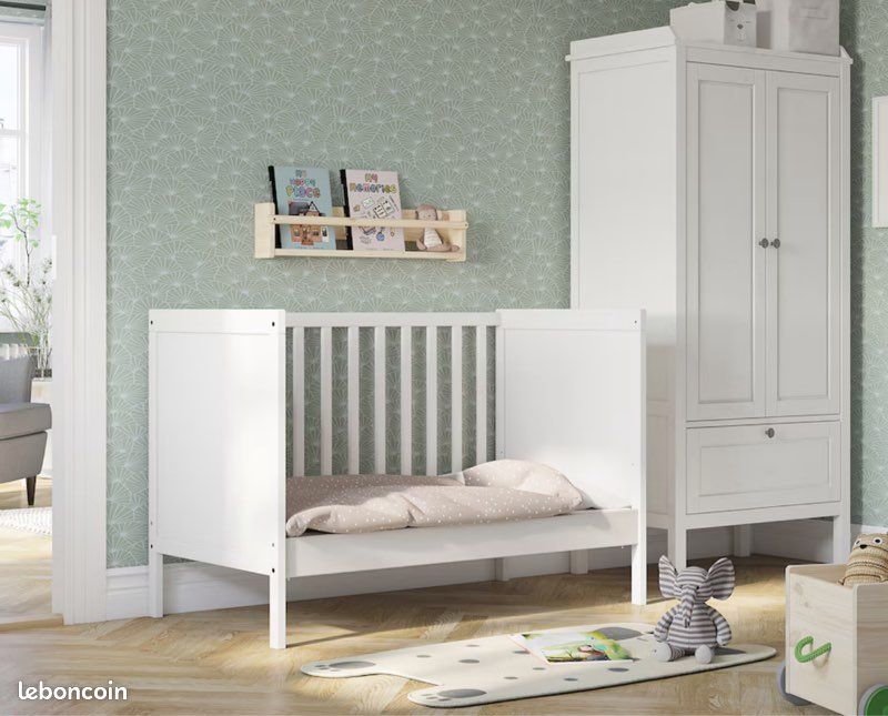 Lit Bébé ( 2 hauteurs ) avec matelas (image 4)