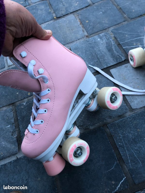 Patins à Roulettes Classiques Chicago Pour Femme, Rose, Taille 7, Avec Stops Pompons (occasion)