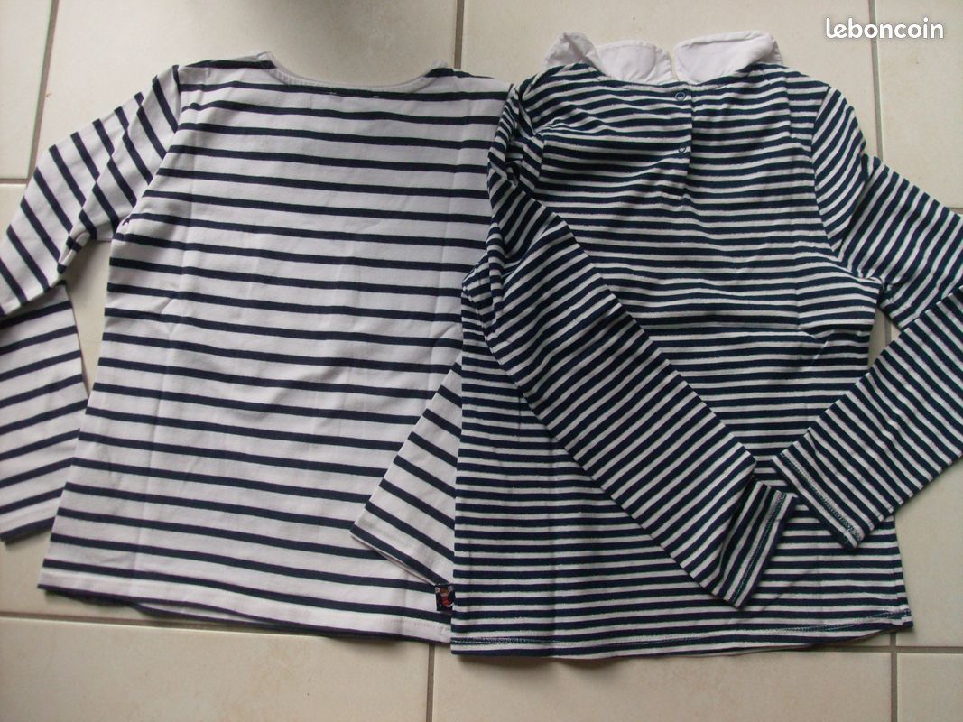 2 tee-shirt 8 ans Okaïdi Sergent Major marinière fille (image 3)