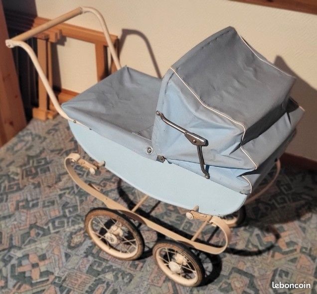 Landau ancien bleu collection - berceau (image 1)