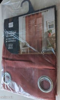 🌸🌹Neuf / Etamina Douceur d'interieur- 1 Beau Grand Rideau Voilage panneau Etamine- A Œillets- L 140cm x H 240cm -Uni terracotta (image 5)