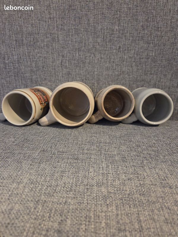 Lot 4 chopes à bière en grès (1 de 0,5L, 1 de 0,3L et 2 de 0,25L) (image 3)