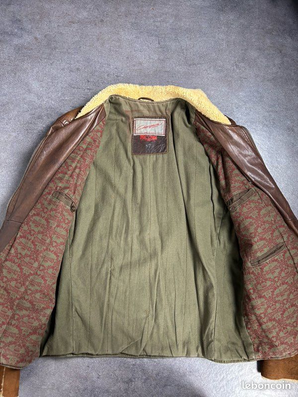 Veste Militaire Vintage Chevignon - Laine - Taille XL - Vert - Occasion Très Bon état