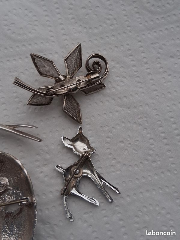 Broche Ancienne En Argent - Style Vintage Sans Poinçon - Idée Accessoire Rétro