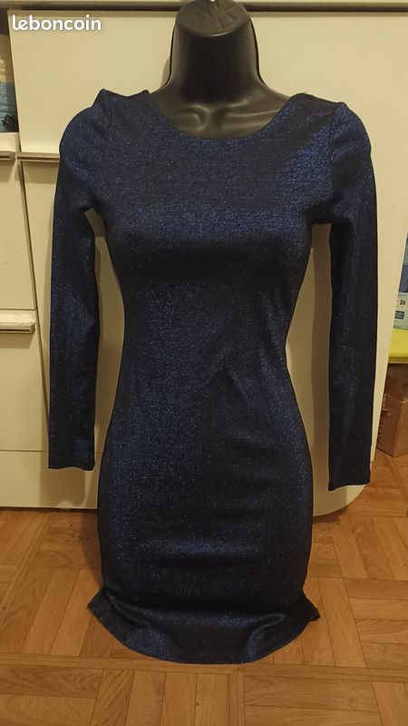 Robe à Paillettes Femme Courte Élégante Divided H et M bleue