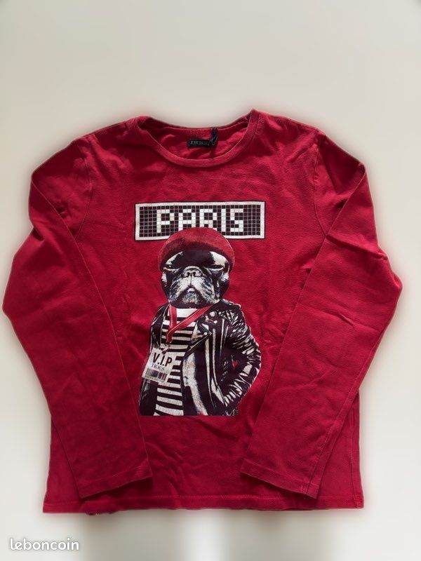 T-shirt Manches Longues IKKS Pour Fille Taille 10 Ans - Beige - Coton - Occasion Parfait État