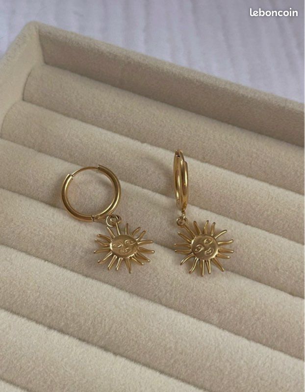 Boucles d’oreilles soleil acier inoxydable (image 1)