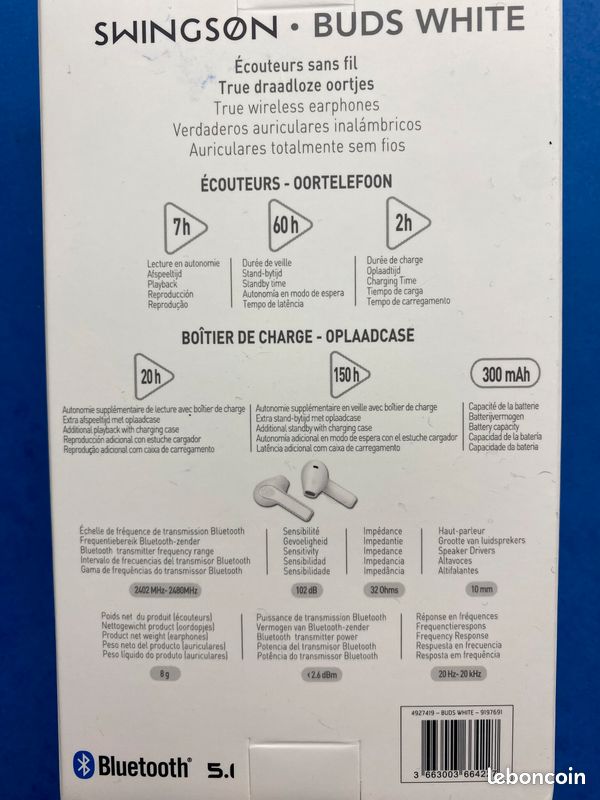 Écouteurs Bluetooth-Swingson, utilisés qu’une seule fois et nettoyés (image 6)