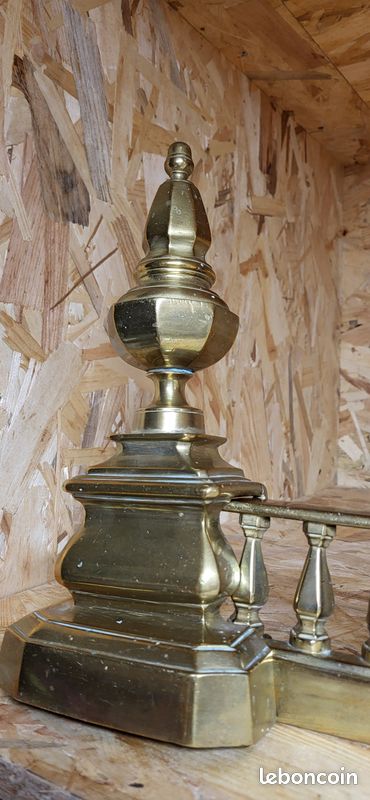 Ancienne barre de foyer Devant De cheminée et ses 2 Chenets (image 2)
