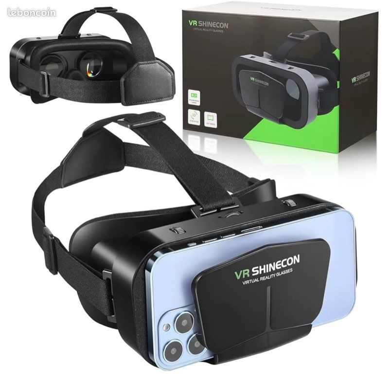 Lunettes Réalité Virtuelle, Casque Réalité Virtuelle, Casque VR Avec Casque Pour Jeux Immersifs Dans Films 3D Panoramique 360 Degrés Compatible Téléphones Mobiles 4,0-6,53 Pouces ( Color : 12052