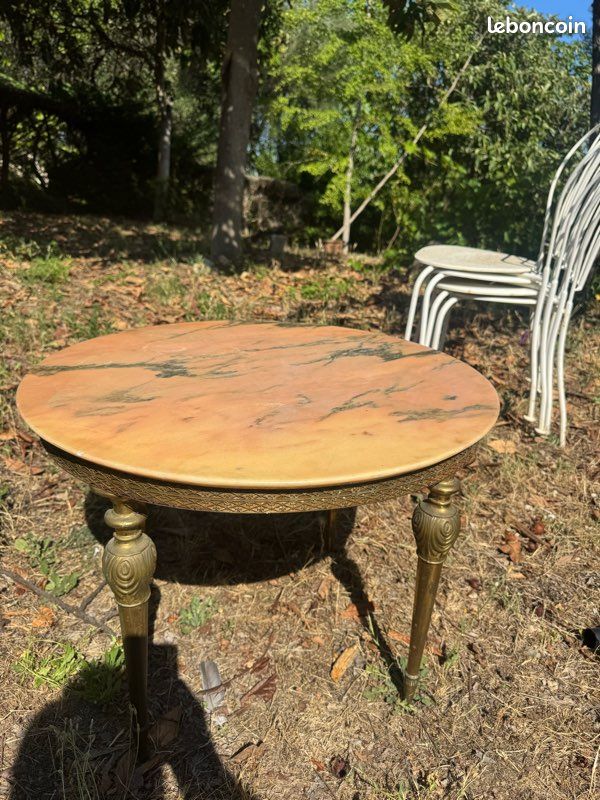 Table basse laiton et marbre (image 1)