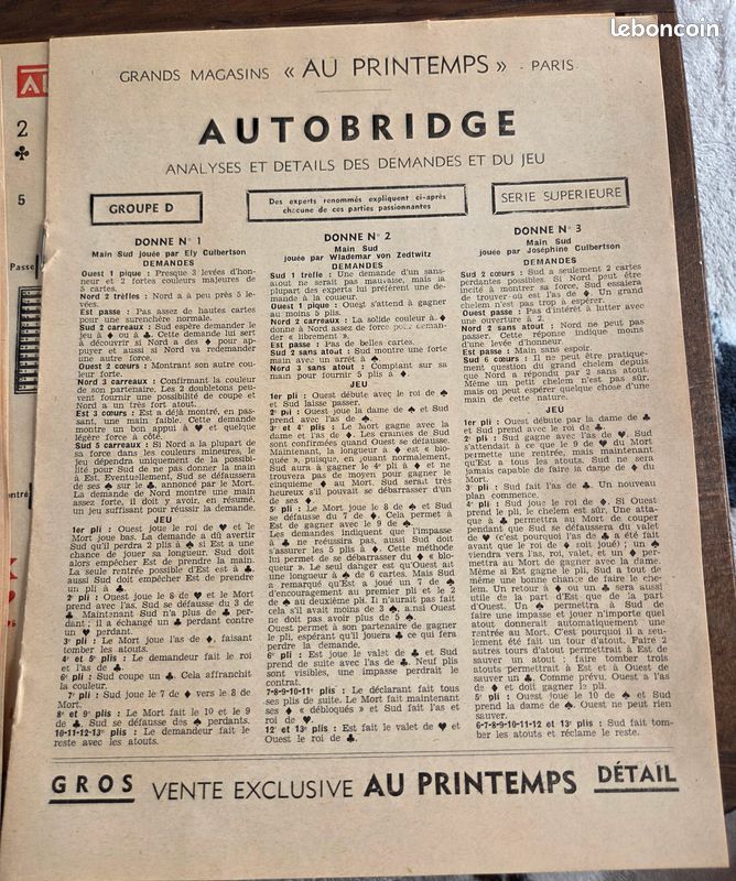 Ancien AutoBridge jeu solo de Brigde Le Printemps Années 40/50 (image 12)