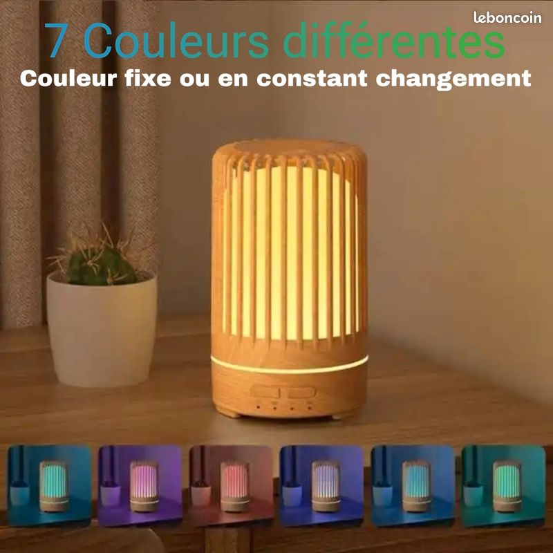 Diffuseur Huiles Essentielles 180ml, Diffuseur Arômes Ultrasonique Avec 7 Couleurs Led Humidificateur Aromatherapie Arret Automatique Marron 97666463