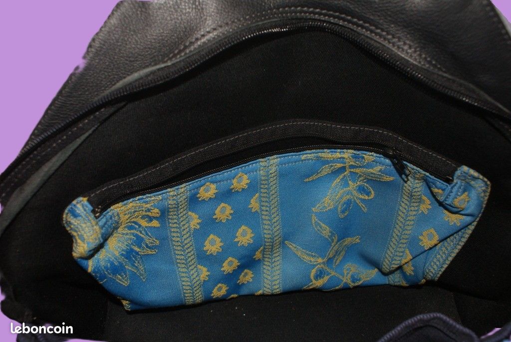 Sac a main bandoulier en cuir, fabrication francaise basque