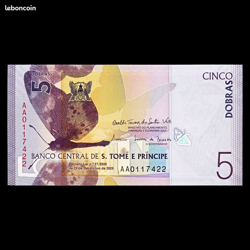Billet de banque 2020 Sao Tomé-et-Principe 5 Dobras (422) UNC Neuf (image 1)