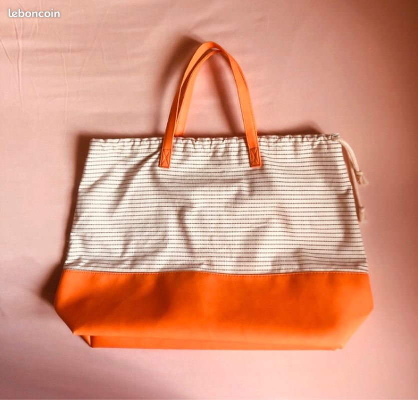 Grand cabat sac de plage bourse orange Avène neuf (image 1)