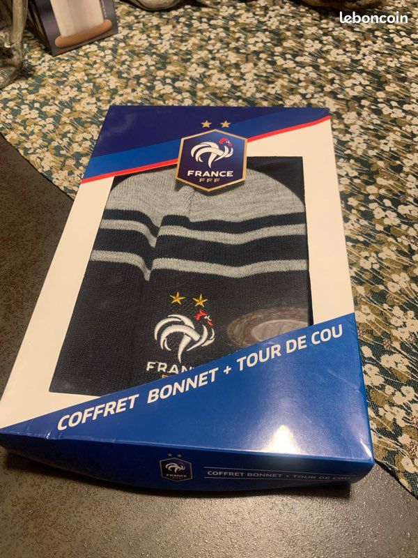 Coffret Bonnet + Cache-Cou FFF – Collection Officielle Équipe De France De Football – Taille Adulte, Acrylique/Polyester